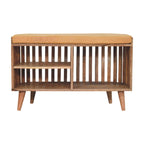 Slatted Oak-Tone Bench with 3 Slots