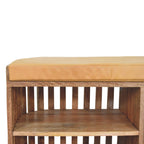 Slatted Oak-Tone Bench with 3 Slots