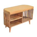 Slatted Oak-Tone Bench with 3 Slots