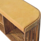 Slatted Oak-Tone Bench with 3 Slots