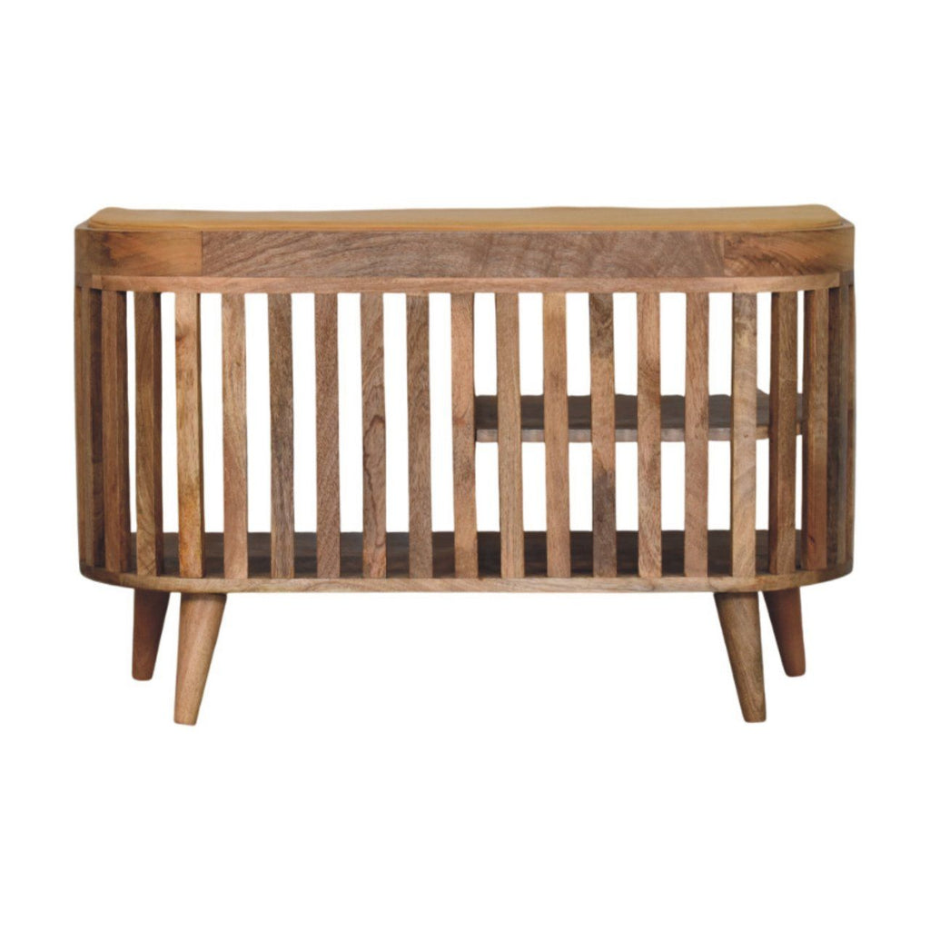 Slatted Oak-ish Bench with 3 slots
