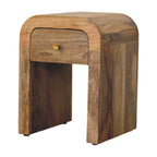 Mini Darcy Oak-Tone Bedside Table with Curved Edges