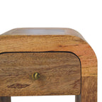 Mini Darcy Oak-Tone Bedside Table with Curved Edges