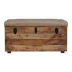 Beige Buffalo Hide Leather Storage Trunk