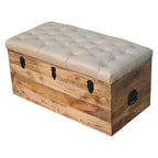 Beige Buffalo Hide Leather Storage Trunk