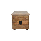 Beige Buffalo Hide Leather Storage Trunk
