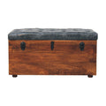 Black Buffalo Hide Leather Storage Trunk