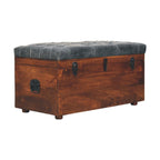Black Buffalo Hide Leather Storage Trunk