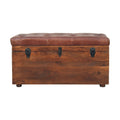 Brown Buffalo Hide Leather Storage Trunk