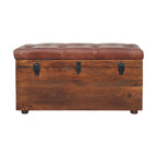 Brown Buffalo Hide Leather Storage Trunk