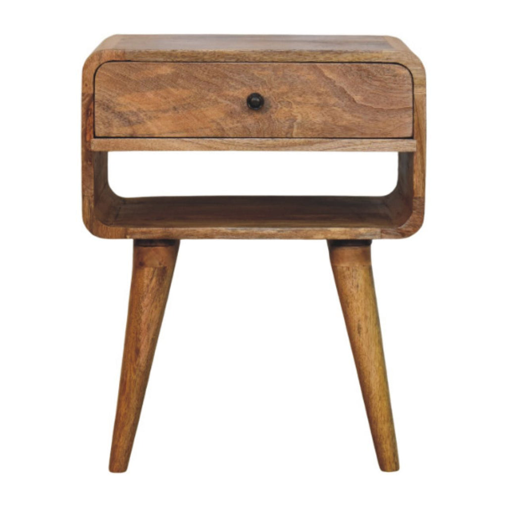 Avora Oak-ish Nightstand with Drawer and open slot