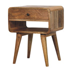 Avora Oak-Tone Bedside Table with Drawer and Open Slot
