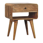 Avora Oak-Tone Bedside Table with Drawer and Open Slot