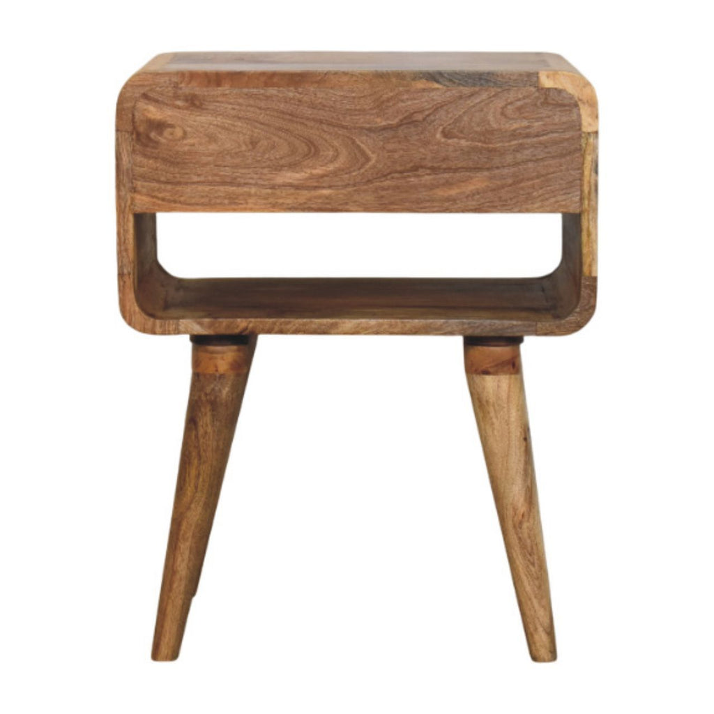 Avora Oak-ish Nightstand with Drawer and open slot