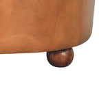 Brown Buffalo Hide Leather Round Ottoman