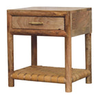 Regency Woven Oak-Tone Bedside Table with Drawer