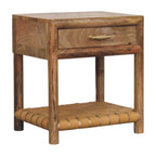 Regency Woven Oak-Tone Bedside Table with Drawer