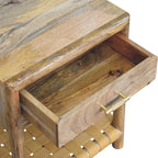 Regency Woven Oak-Tone Bedside Table with Drawer
