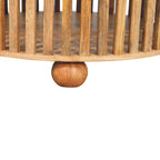 Slatted Round Oak-Tone Coffee Table
