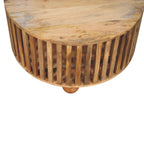 Slatted Round Oak-Tone Coffee Table