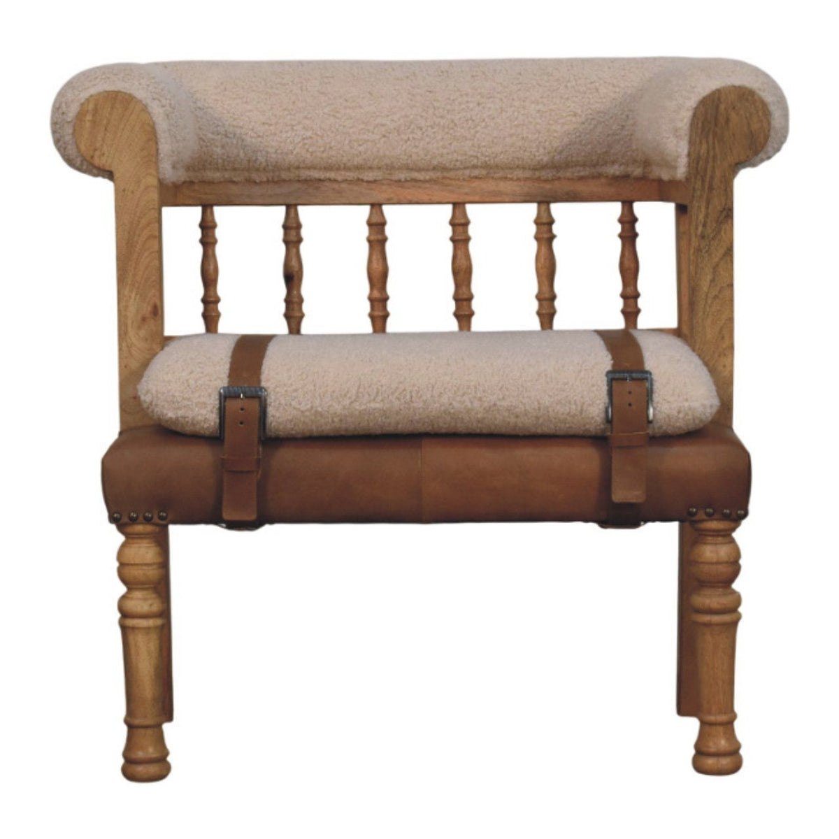 Strapped Hallway Boucle Bench
