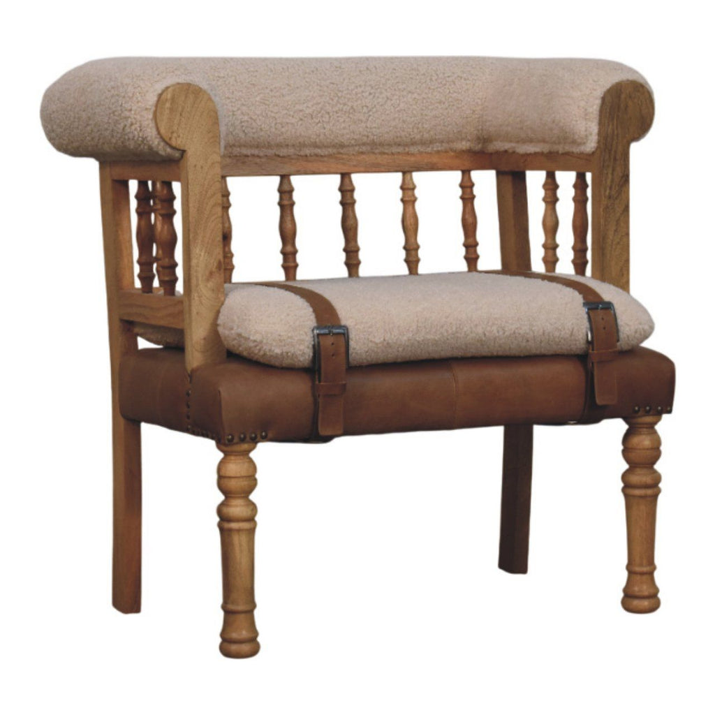 Strapped Hallway Boucle Bench