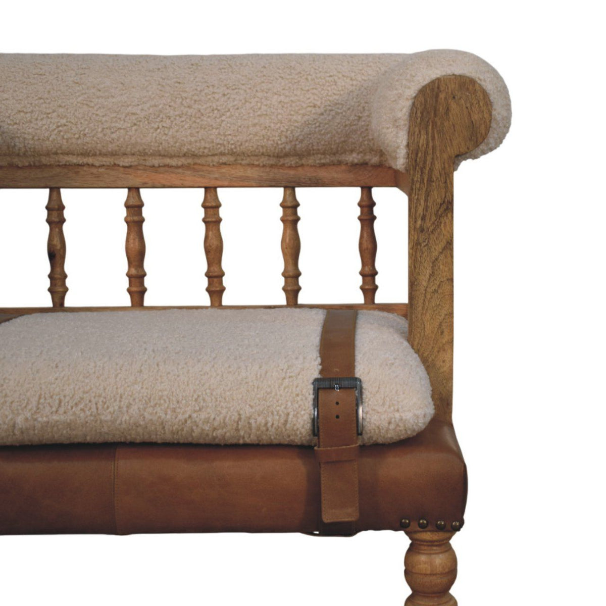 Strapped Hallway Boucle Bench