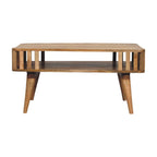 Slatted Oak-Tone Coffee Table