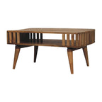 Slatted Oak-Tone Coffee Table