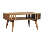 Slatted Oak-Tone Coffee Table