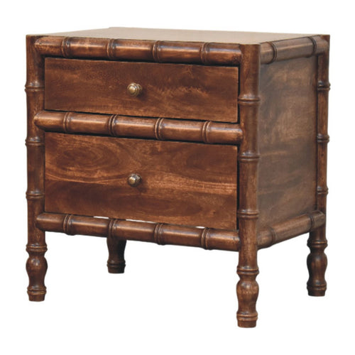 Bamboo Frame Nightstand in Roasted Almond