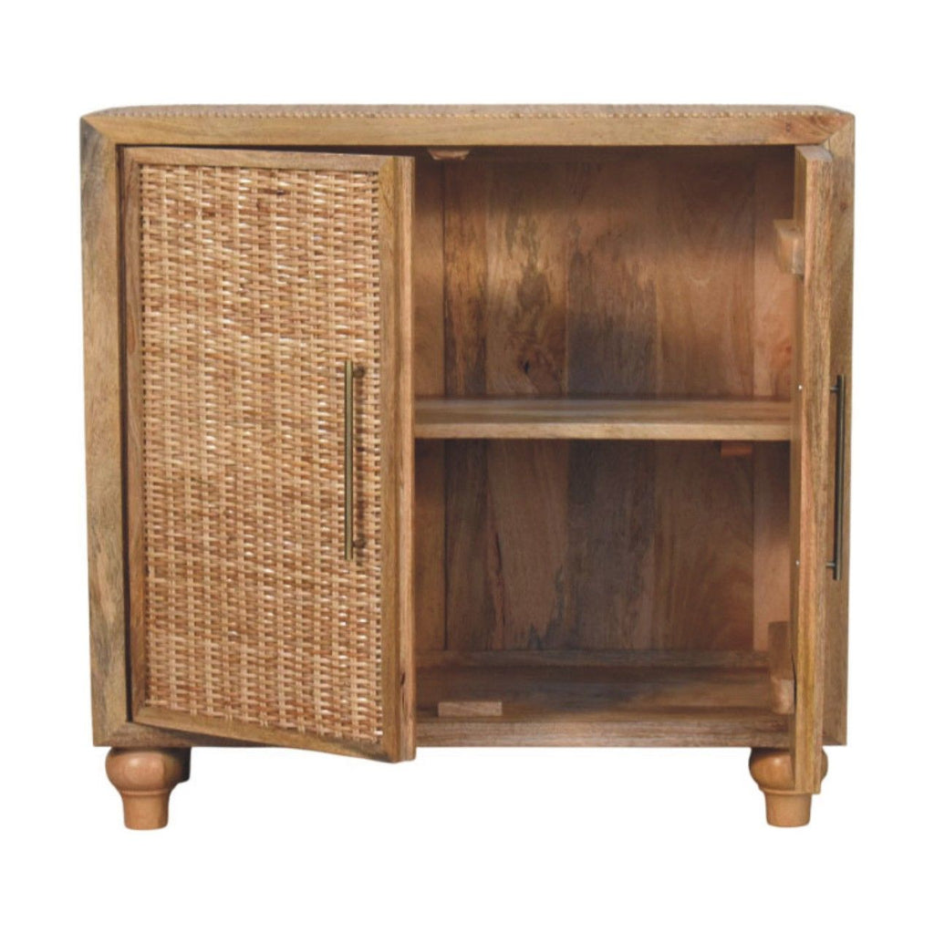 Rattan Oak 2-Door Cabinet