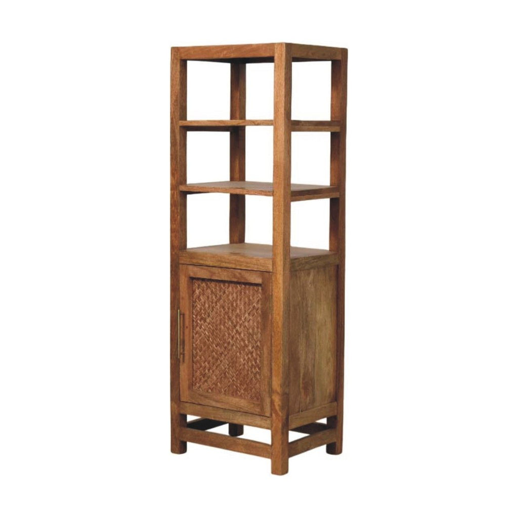 Solid Wood Open Shelf Unit with Cabinet