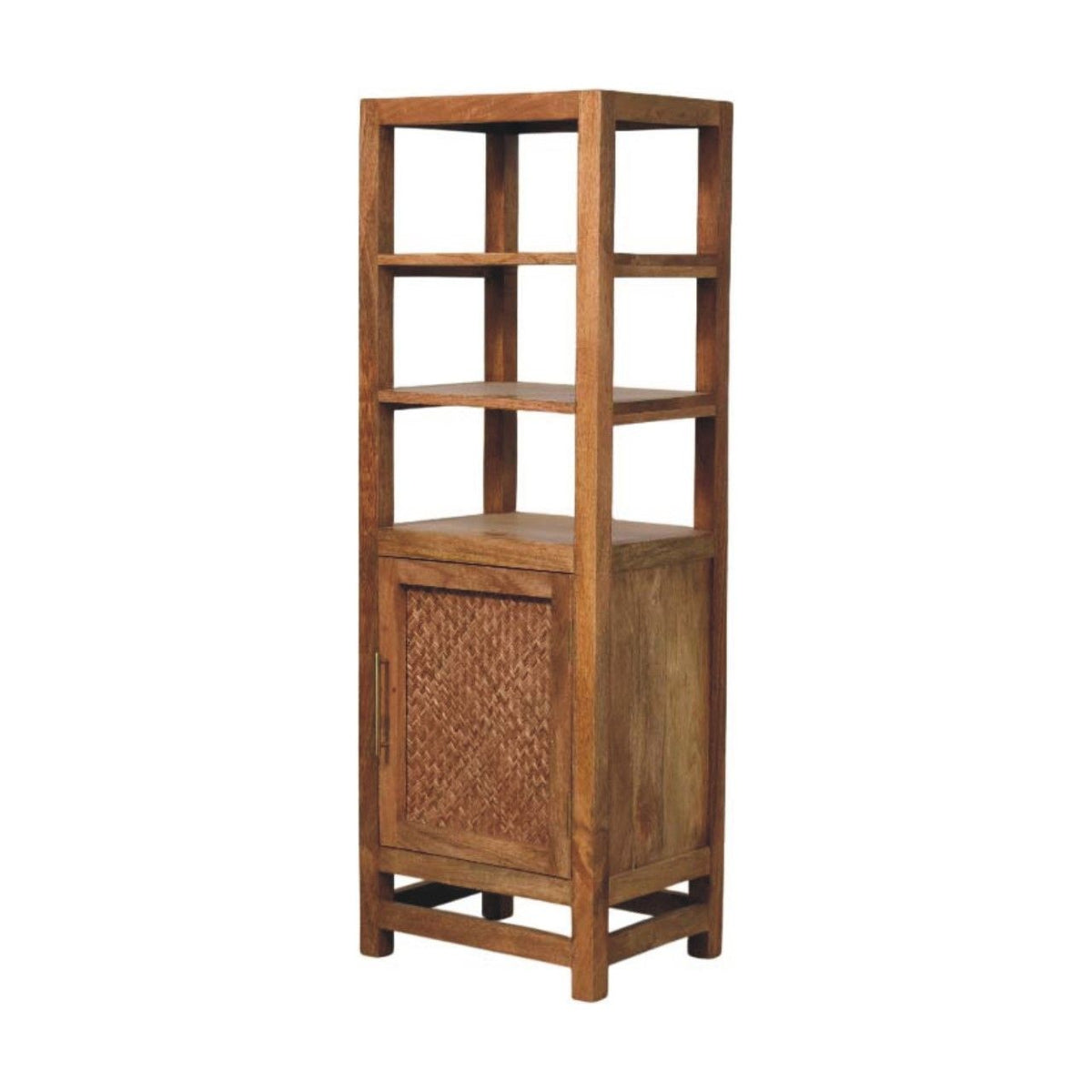 Solid Wood Open Shelf Unit with Cabinet