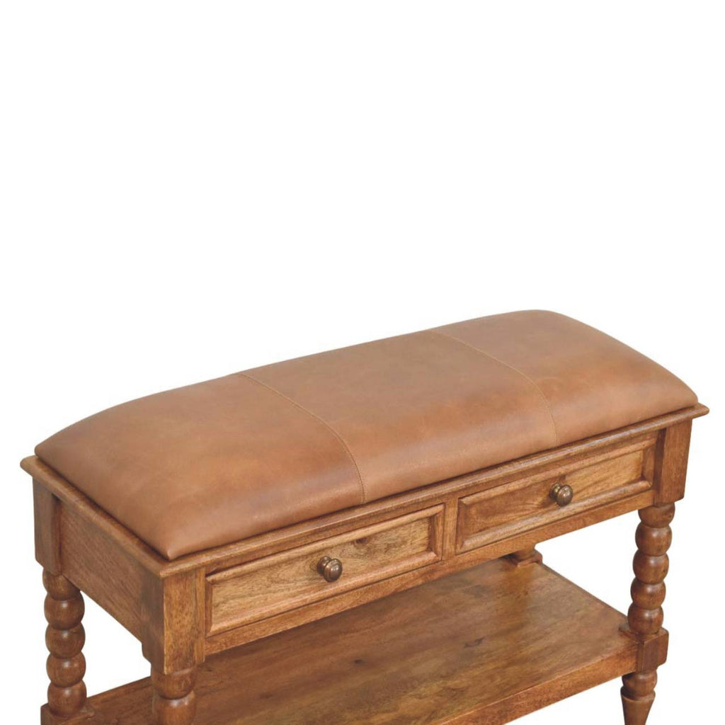 Leather Spindle Bench