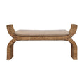 Rattan Weave Bouclé Bench