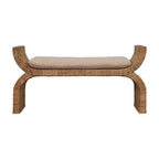 Rattan Weave Bouclé Bench