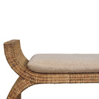 Rattan Weave Bouclé Bench