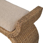 Rattan Weave Bouclé Bench