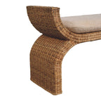 Rattan Weave Bouclé Bench