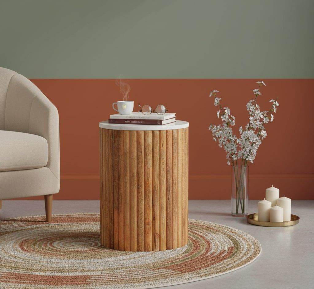 Fluted Marble Side Table