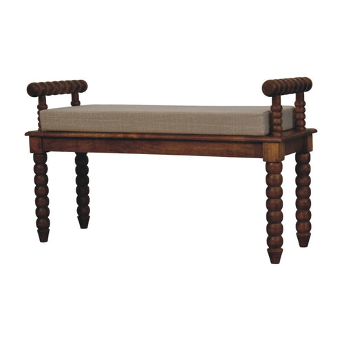 Amber Oak Mud Linen Bench