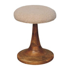 Bouclé Teak Accent Stool