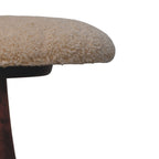 Bouclé Teak Accent Stool