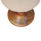 Bouclé Teak Accent Stool