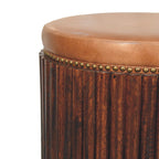 Ribbed Leather Accent Stool