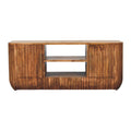Fluted Media Console with Shelves