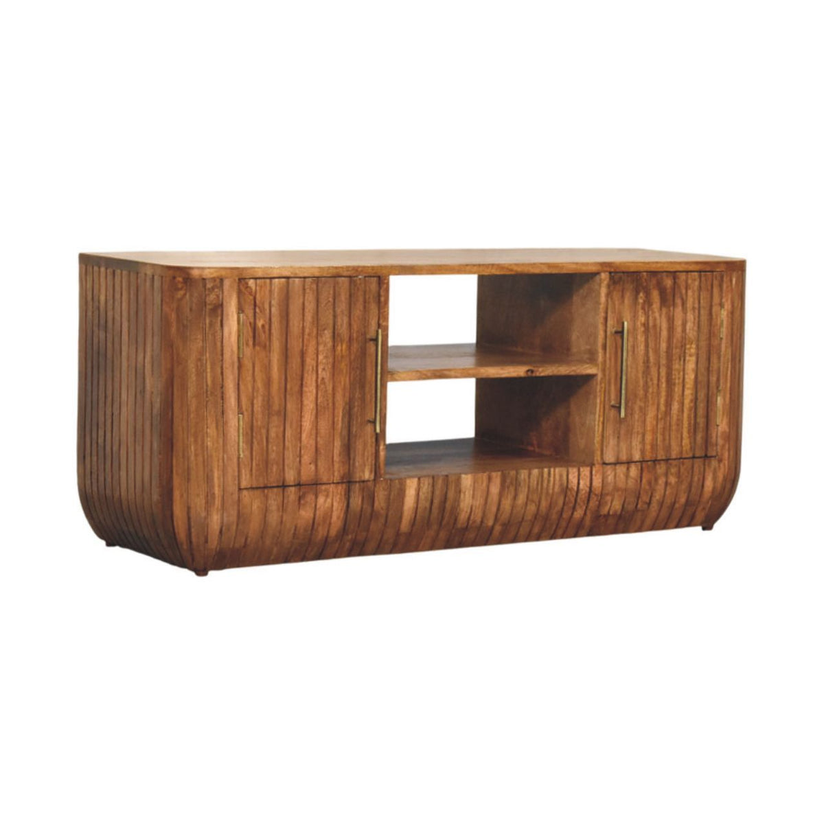 Fluted Media Console with Shelves
