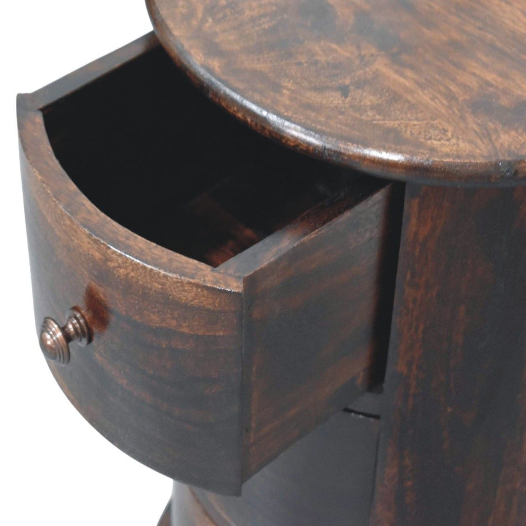 California Walnut Drum 3 Drawer Chest