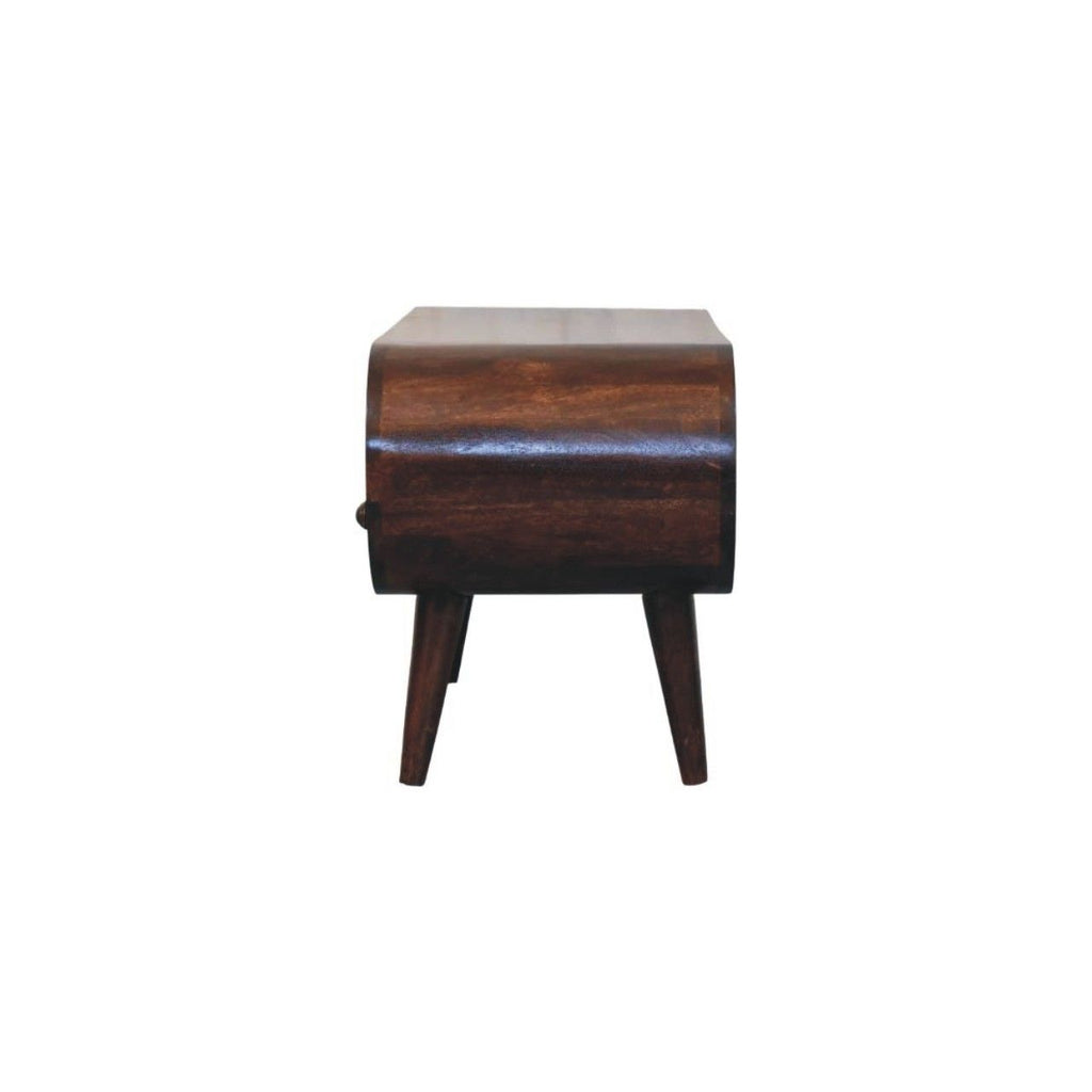 Walnut Curved Two Drawer Media Unit